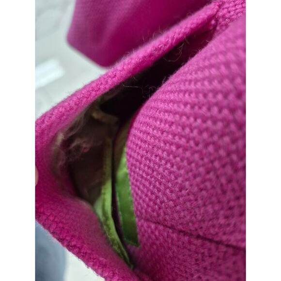 Lands End Pink Blazer Green Satin Lining Wool Blend Vented Plus SZ 18W NWOT - Picture 6 of 6